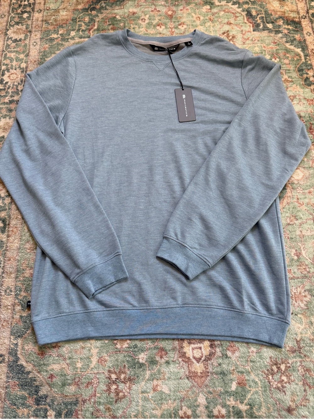 Travis Mathew Men’s Crewneck Sweater- FINK 2.0 Copen Blue. Small